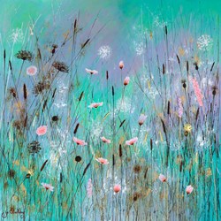 Secrets Of Summer by Jo Starkey - Original painted on Silk on Board sized 28x28 inches. Available from Whitewall Galleries